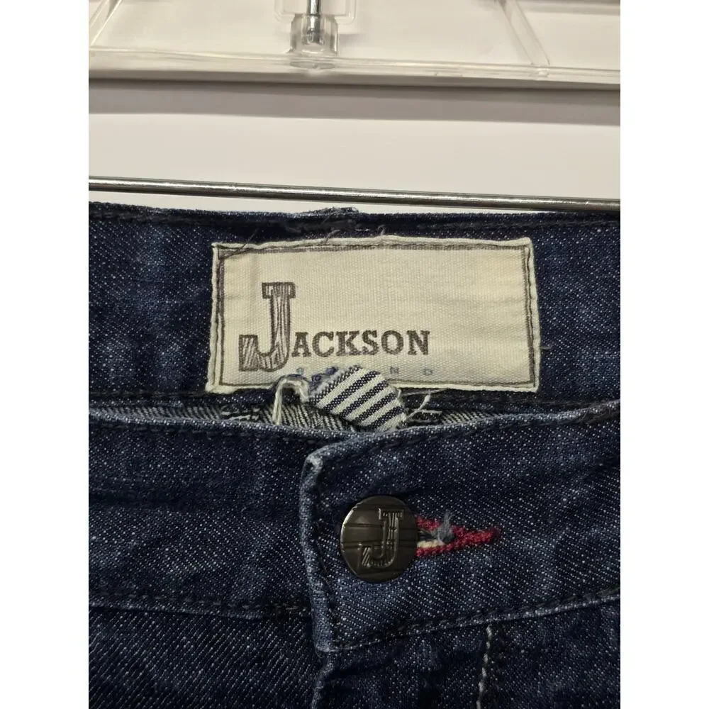 Jackson Straight Jeans Mens 36 X30 Blue Distressed 5 Pocket Retro Western Cowboy